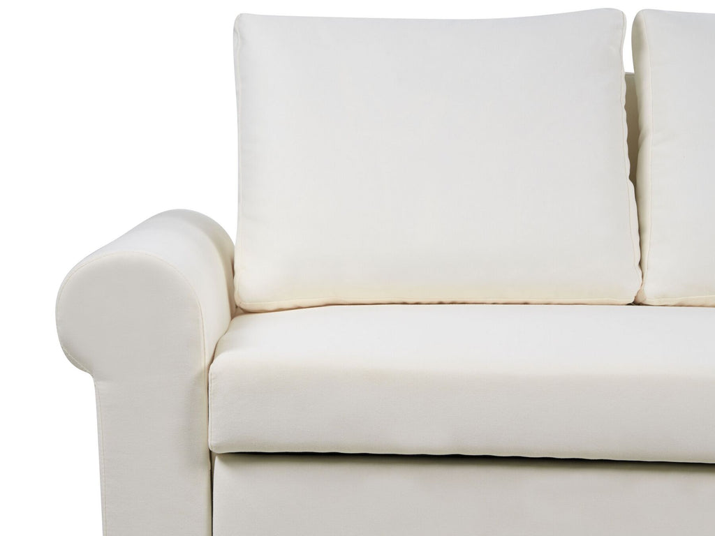 Sofa Bed SILDA Fabric Off-White White 2 Seater