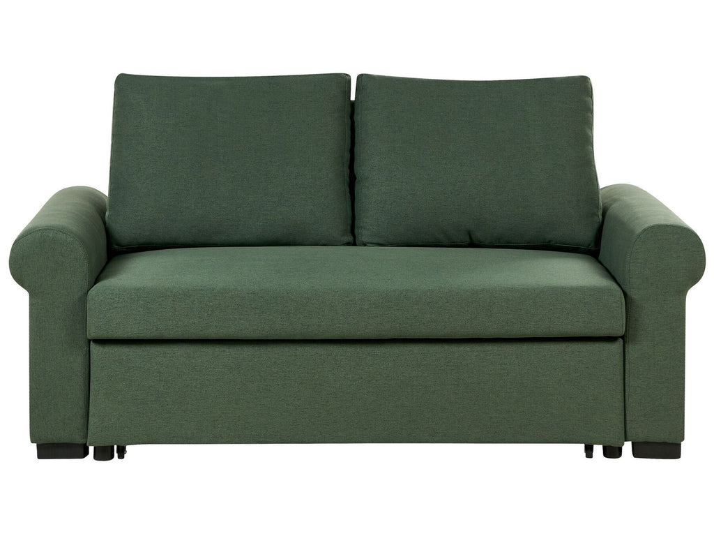 Sofa Bed SILDA Fabric Dark Green 2 Seater