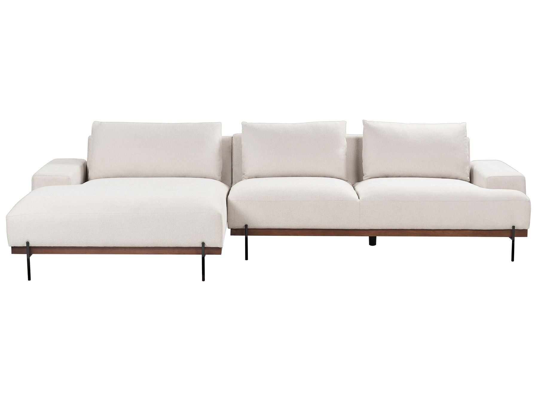 Corner Sofa MARIFERD Fabric Light Beige 3 Seater Right Hand