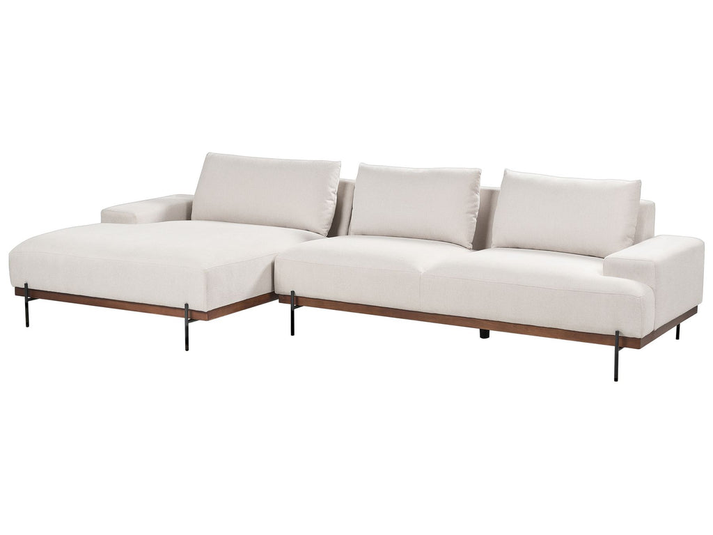 Corner Sofa MARIFERD Fabric Light Beige 3 Seater Right Hand