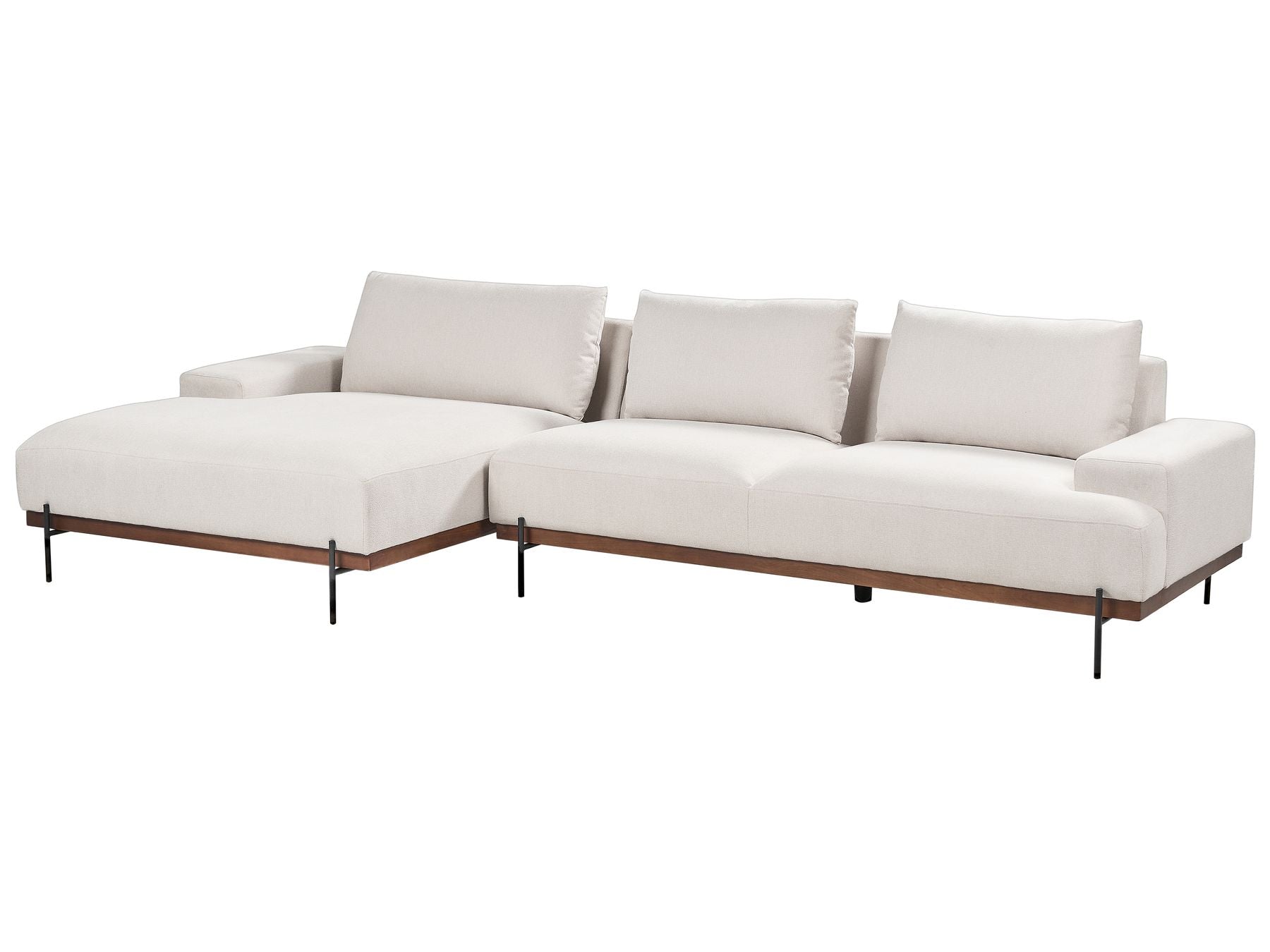 Corner Sofa MARIFERD Fabric Light Beige 3 Seater Right Hand