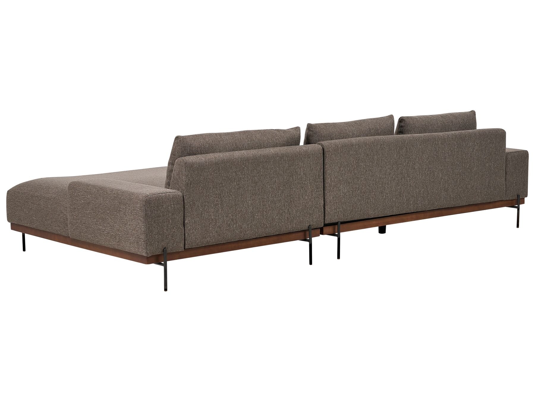 Left Hand Fabric Corner Sofa Brown MARIFERD