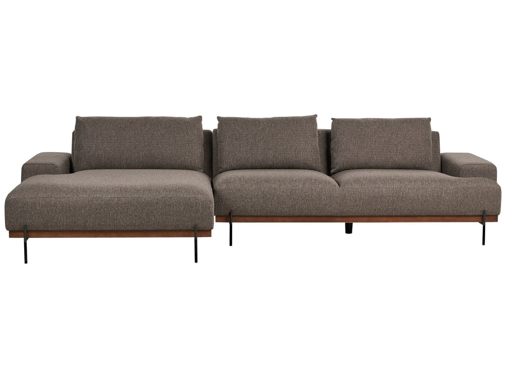 Corner Sofa MARIFERD Fabric Brown 3 Seater Right Hand