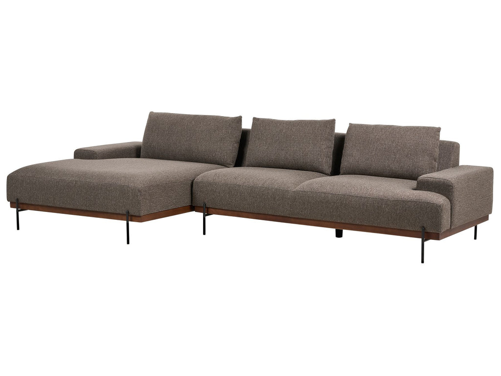 Corner Sofa MARIFERD Fabric Brown 3 Seater Right Hand