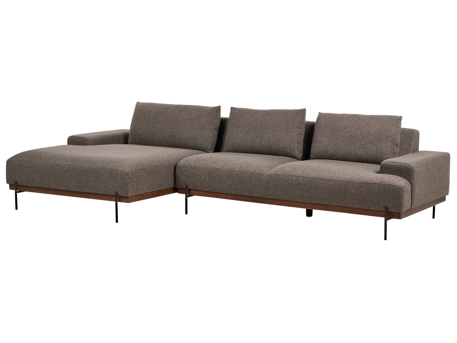 Corner Sofa MARIFERD Fabric Brown 3 Seater Right Hand