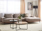 Corner Sofa MARIFERD Fabric Light Brown 3 Seater Left Hand