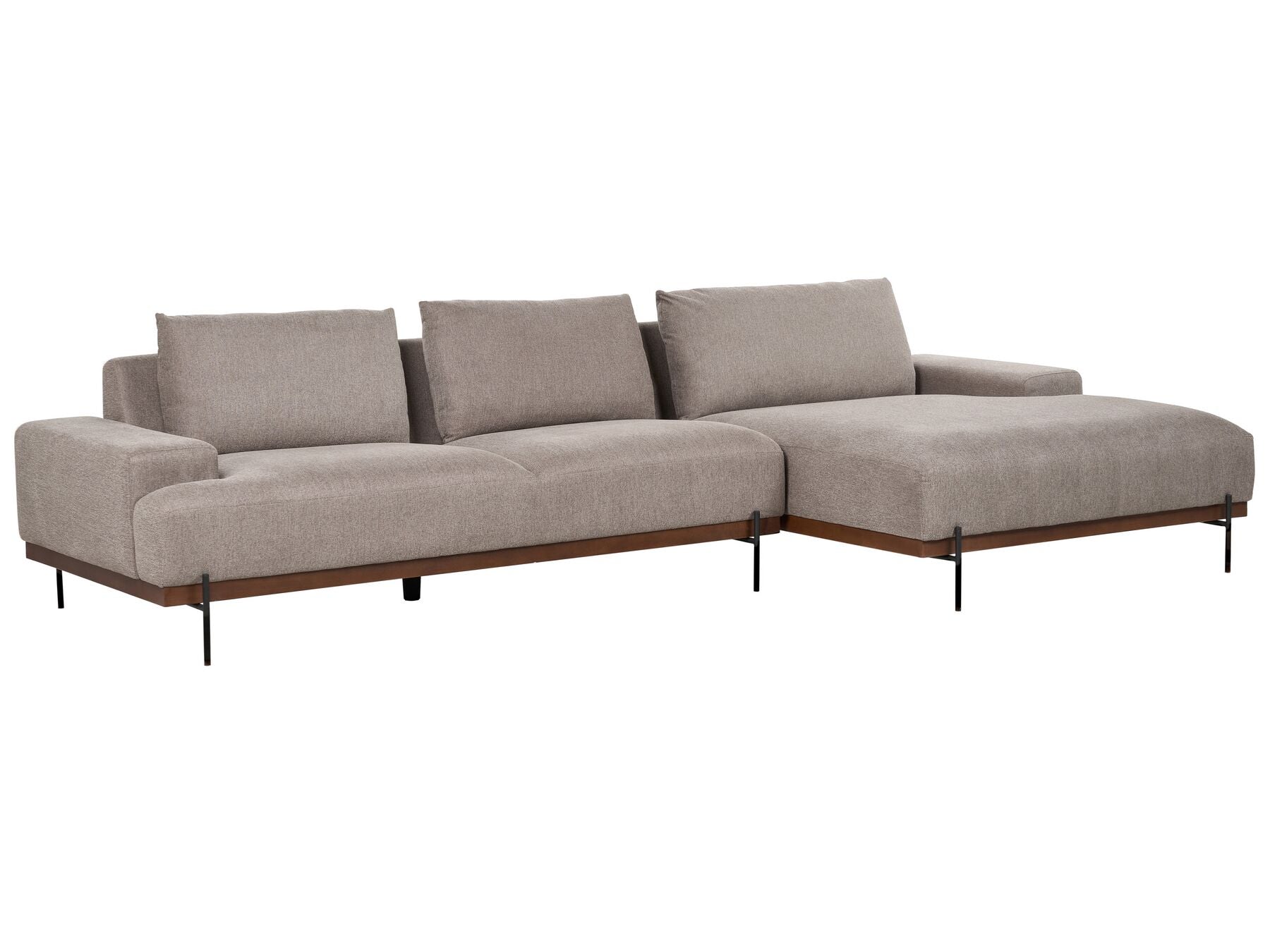 Corner Sofa MARIFERD Fabric Light Brown 3 Seater Left Hand