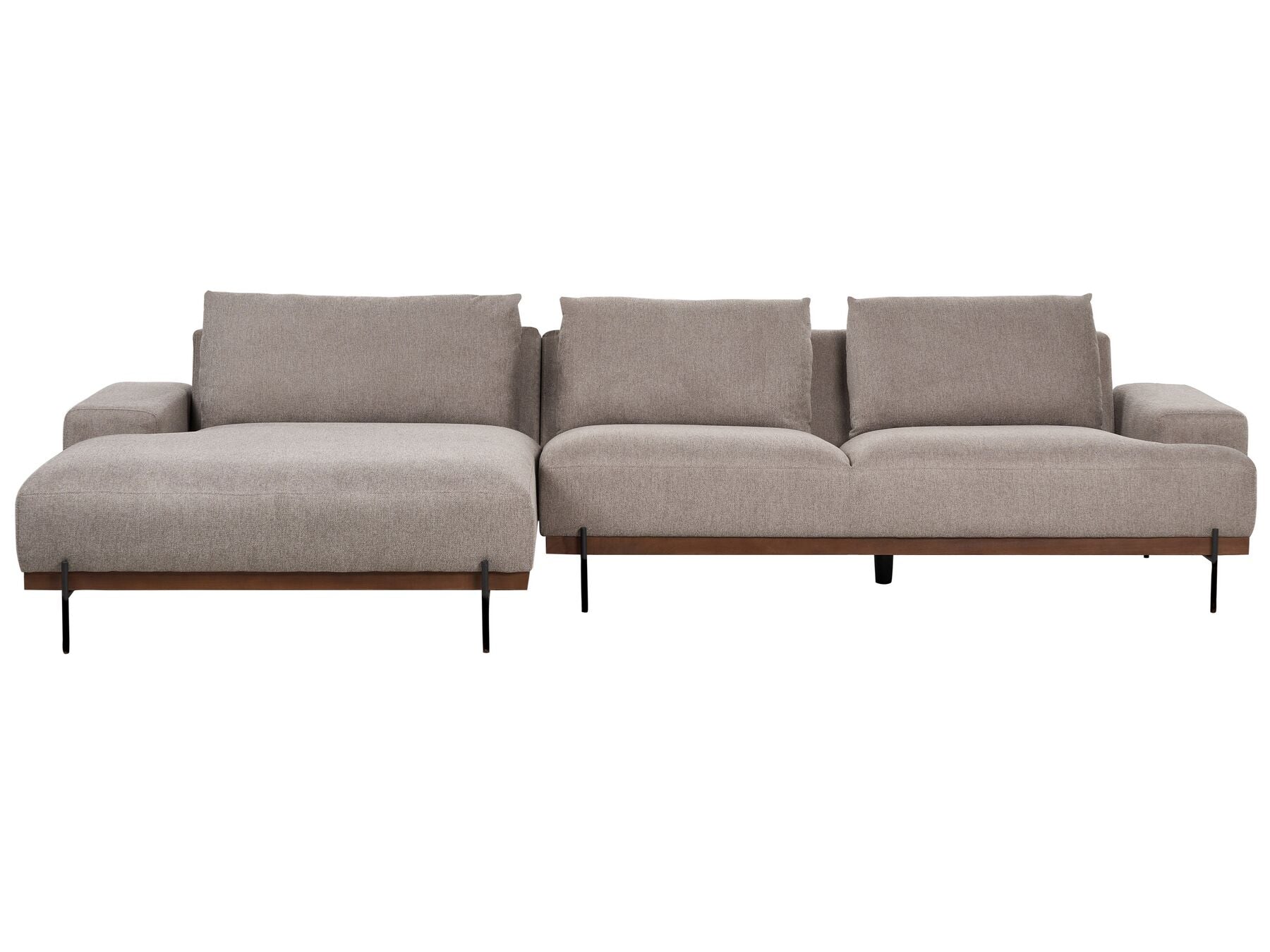Corner Sofa MARIFERD Fabric Light Brown 3 Seater Right Hand