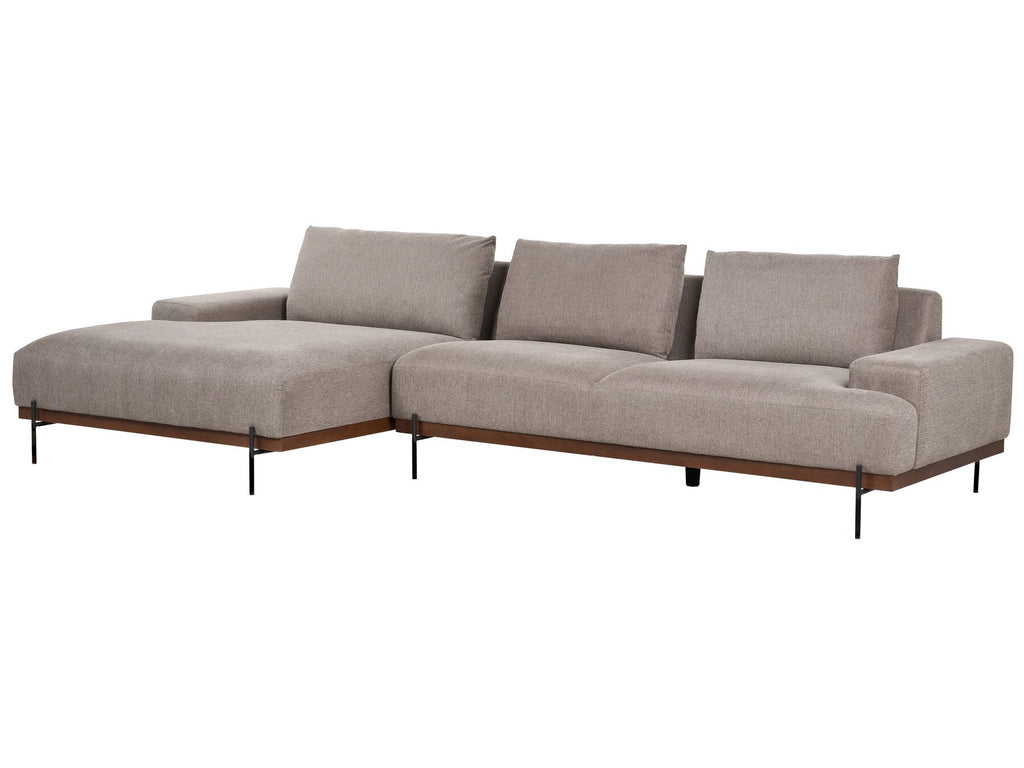 Corner Sofa MARIFERD Fabric Light Brown 3 Seater Right Hand