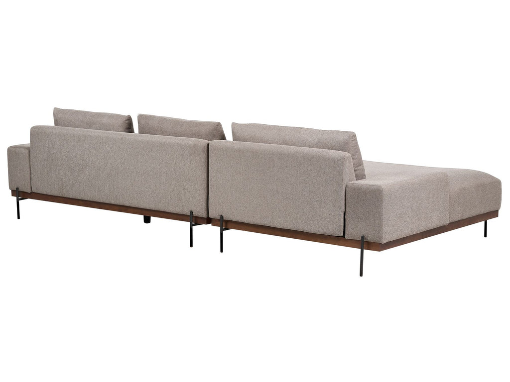 Corner Sofa MARIFERD Fabric Light Brown 3 Seater Right Hand