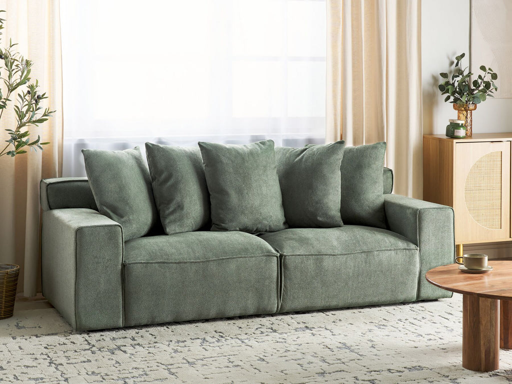 3 Seater Chenille Sofa Green VISKAN