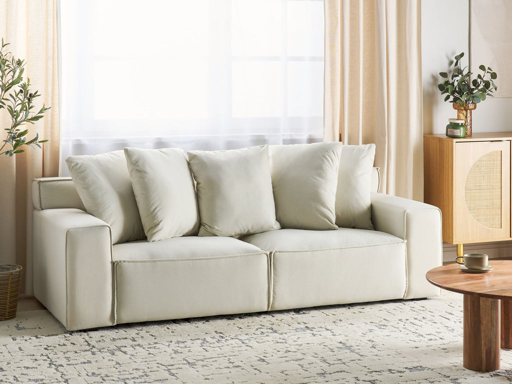 3 Seater Velvet Sofa Off-White VISKAN