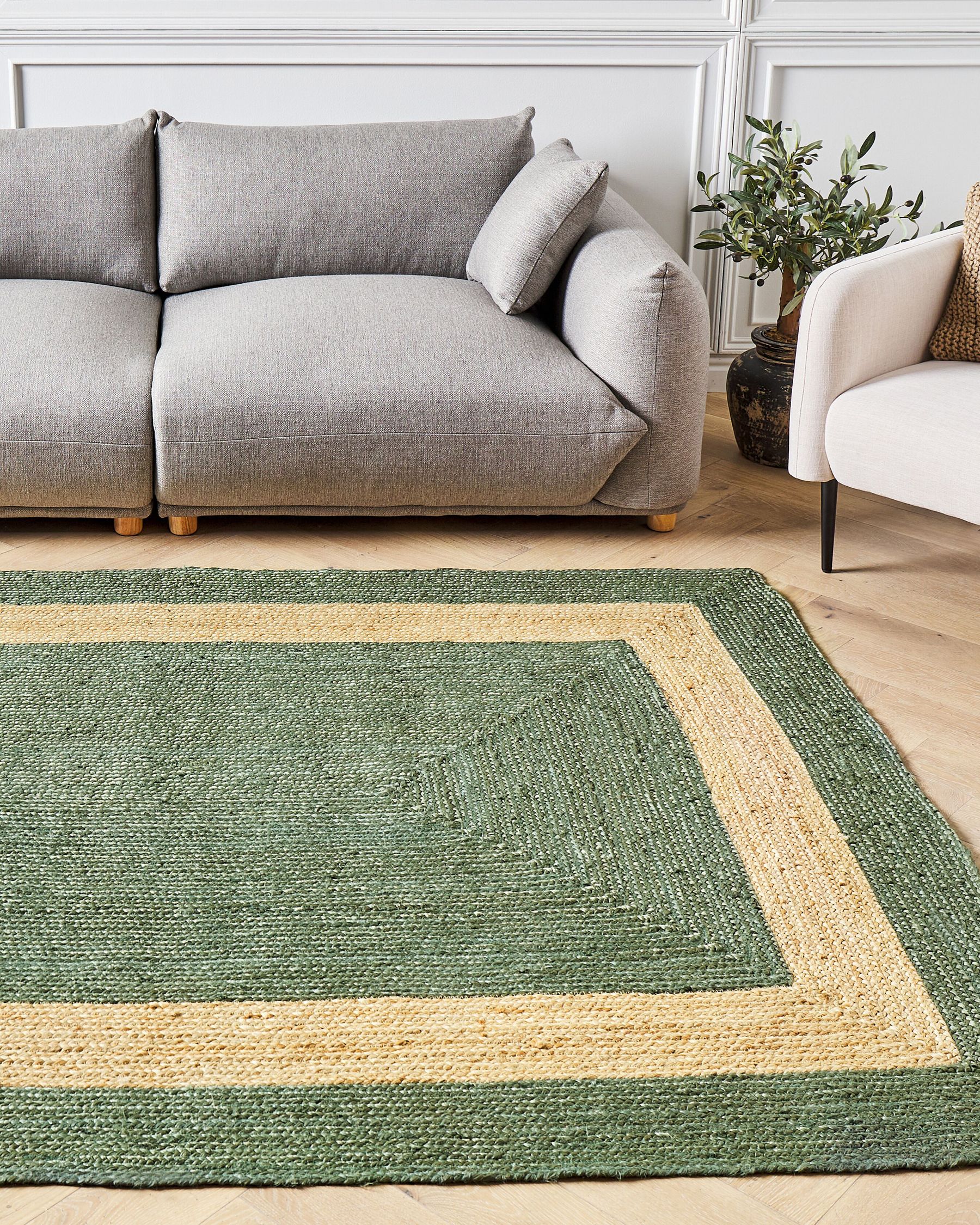 3 Seater Fabric Sofa Light Grey LUVOS
