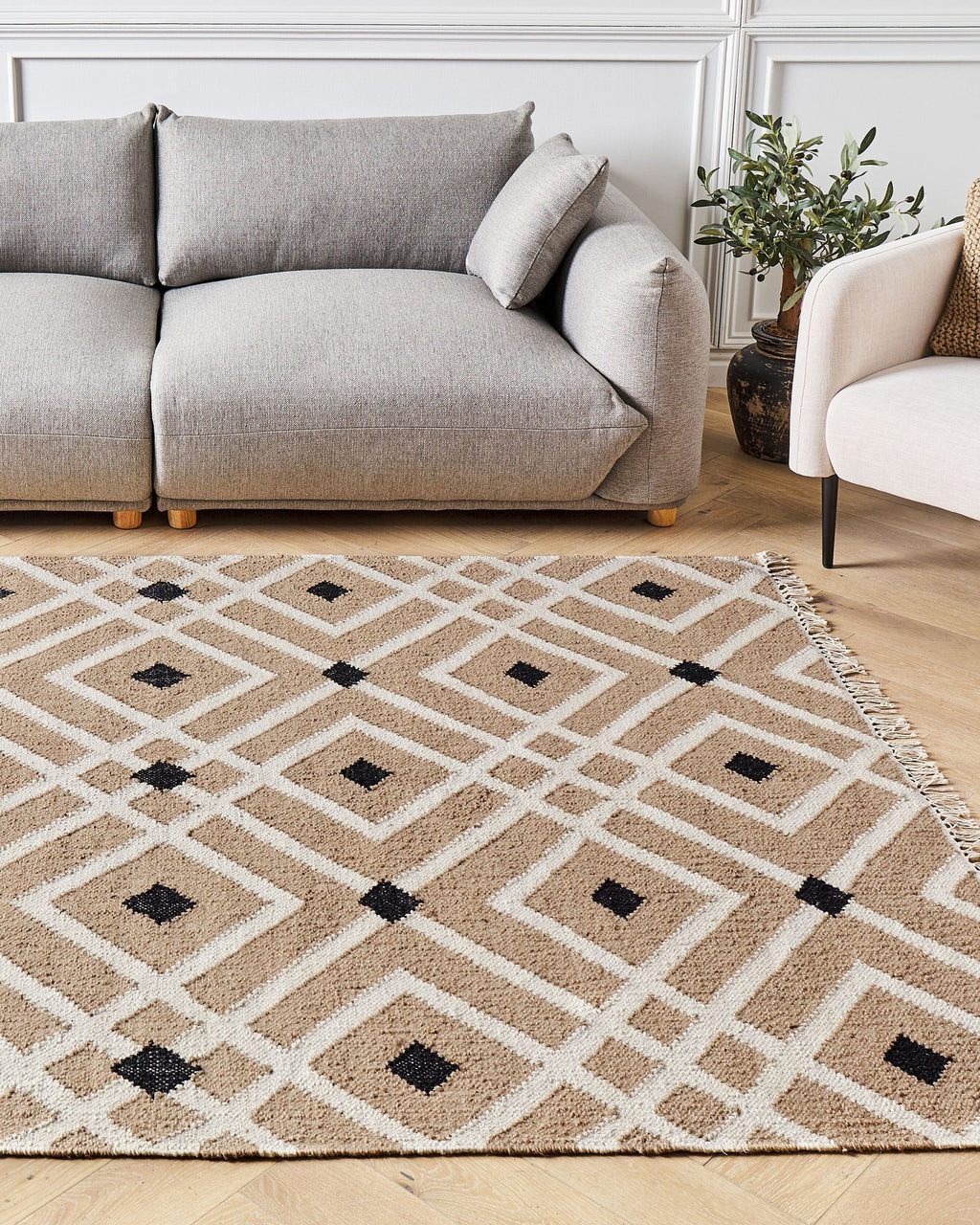 3 Seater Fabric Sofa Light Grey LUVOS