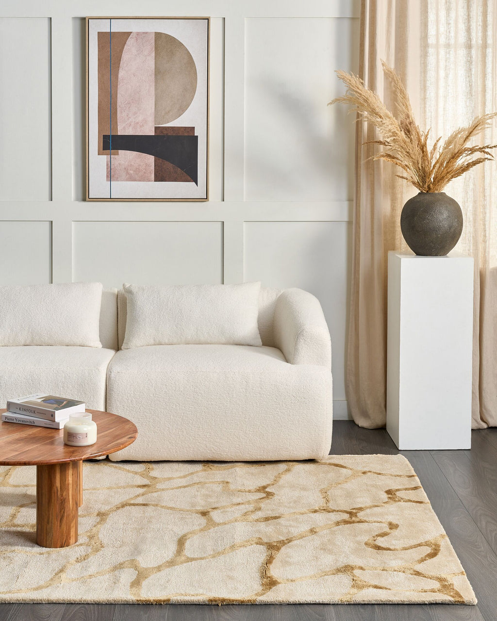Right Hand Fabric Corner Sofa Beige SVANSELE