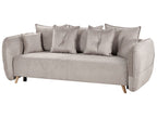 Sofa Bed VALLANES Velvet Taupe with Storage 2 Seater