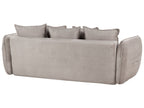 Sofa Bed VALLANES Velvet Taupe with Storage 2 Seater