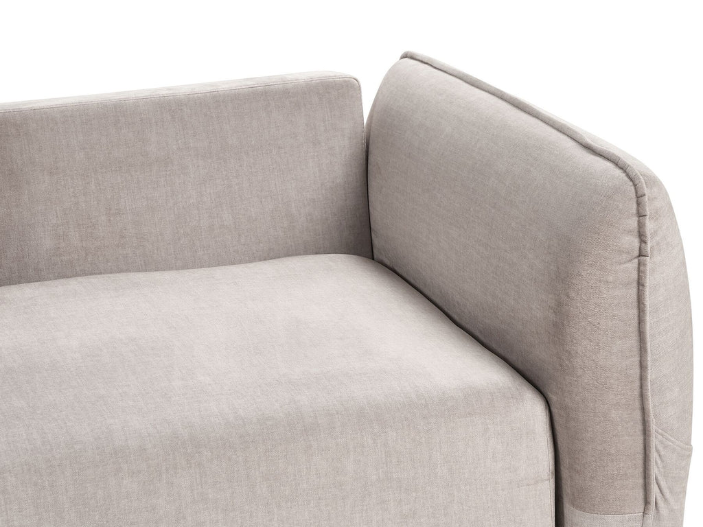 Sofa Bed VALLANES Velvet Taupe with Storage 2 Seater