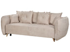 Sofa Bed VALLANES Velvet Light Beige Beige with Storage 2 Seater
