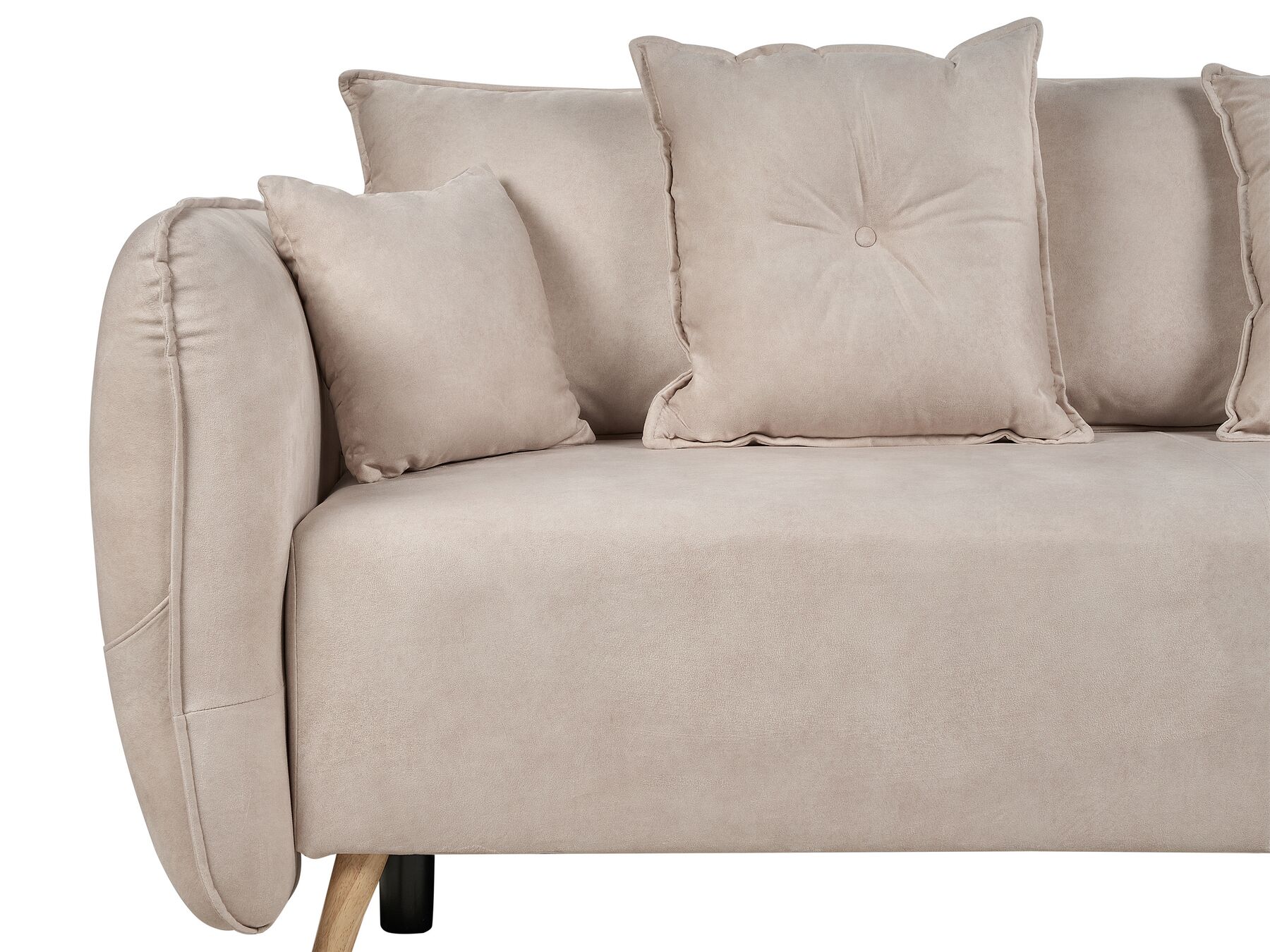Sofa Bed VALLANES Velvet Light Beige Beige with Storage 2 Seater