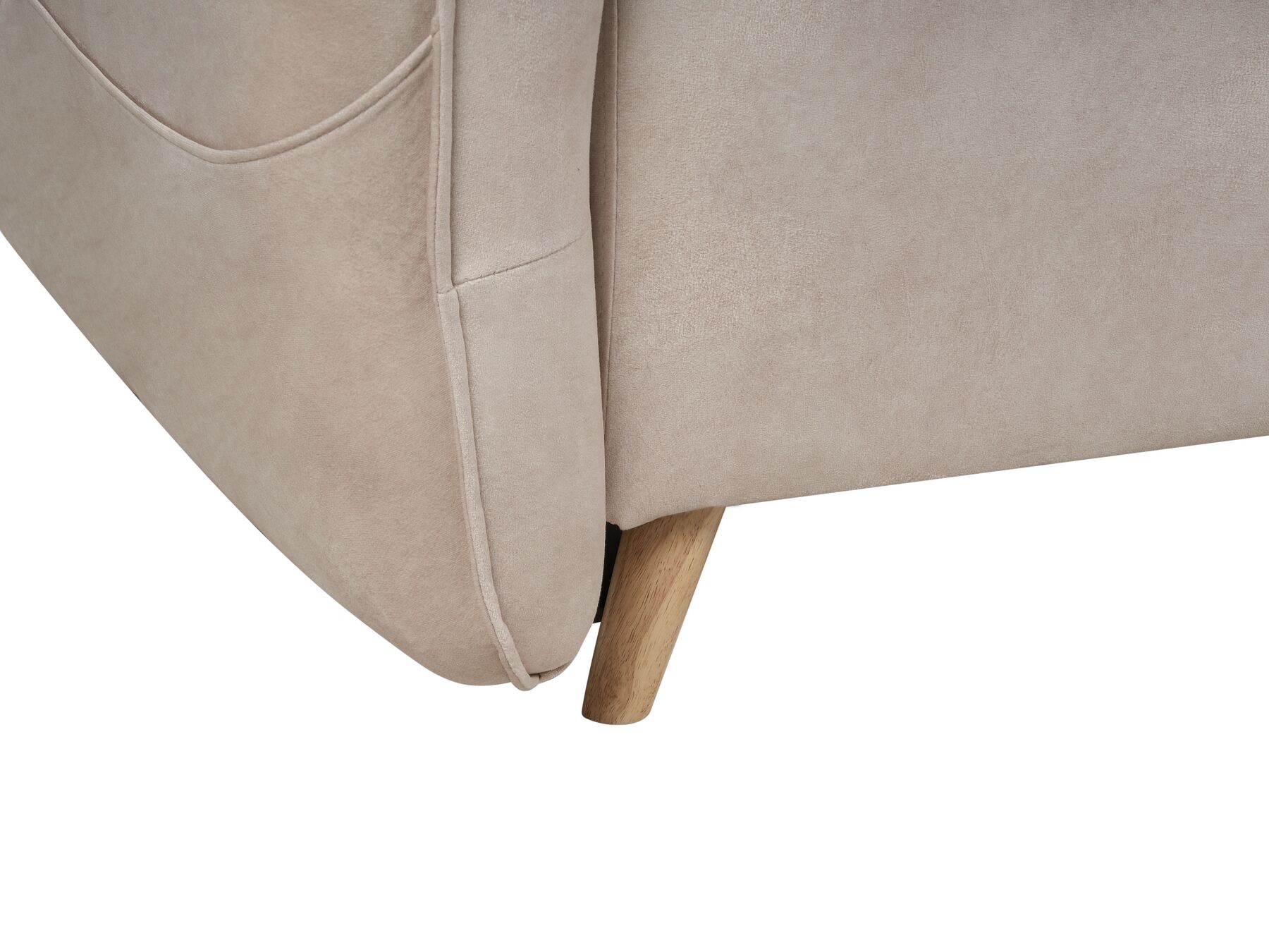 Sofa Bed VALLANES Velvet Light Beige Beige with Storage 2 Seater