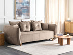 Sofa Bed VALLANES Velvet Light Brown with Storage 2 Seater