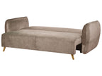 Sofa Bed VALLANES Velvet Light Brown with Storage 2 Seater