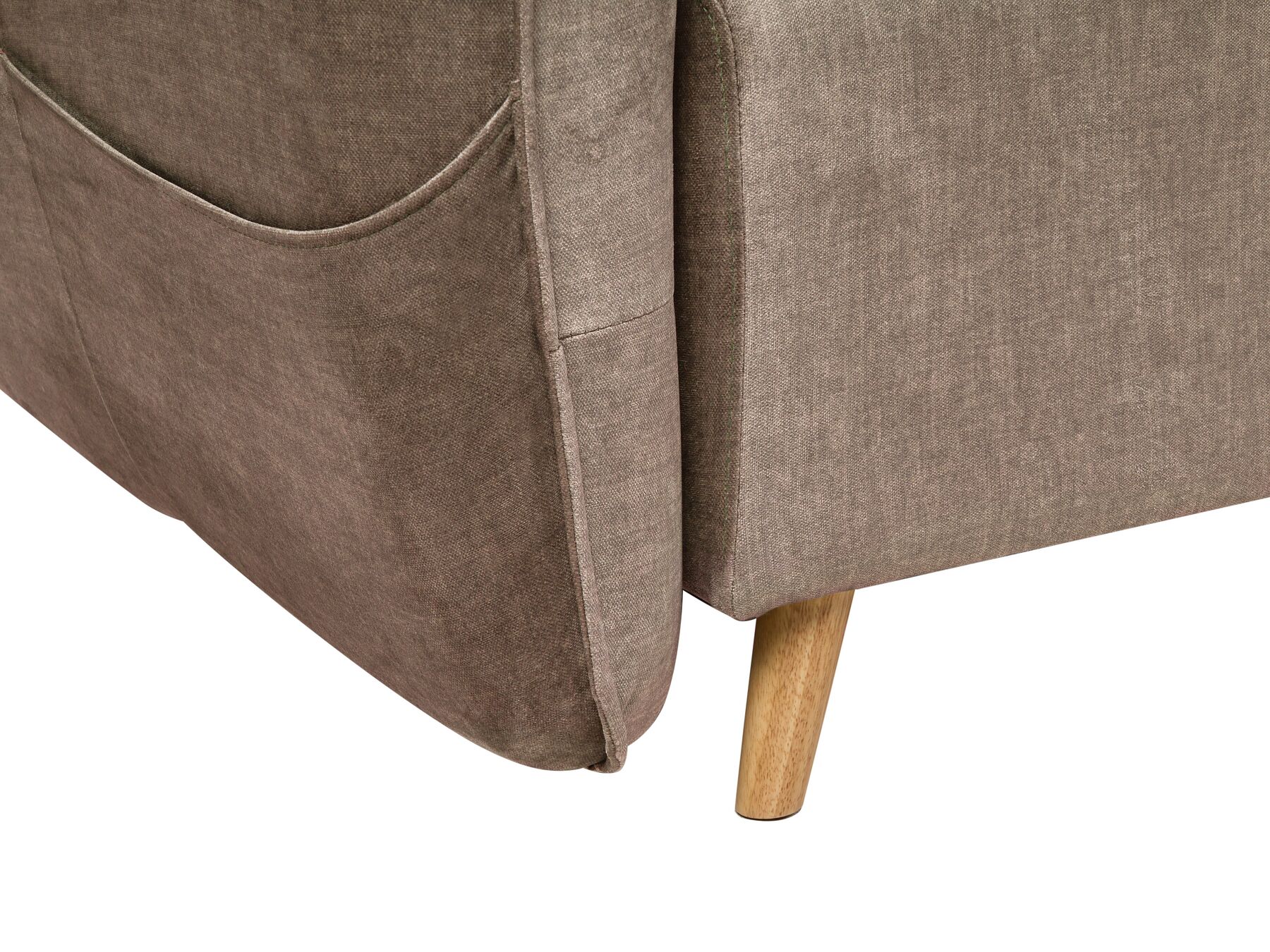 Sofa Bed VALLANES Velvet Light Brown with Storage 2 Seater