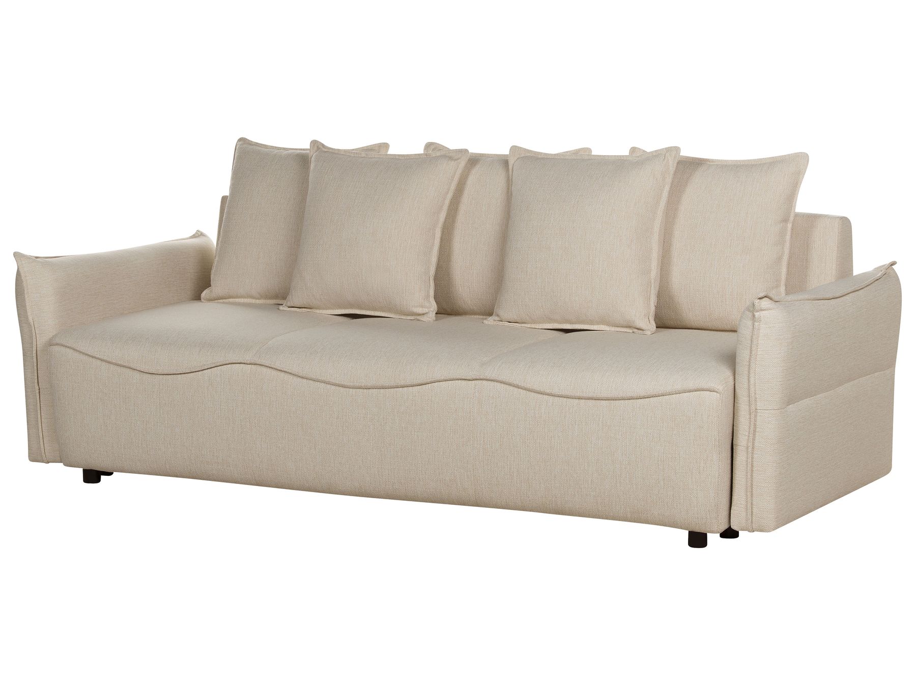 Sofa Bed KRAMA Fabric Beige with Storage 3 Seater