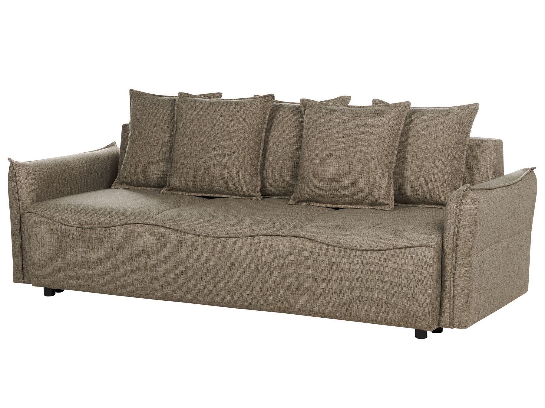 Sofa Bed KRAMA Fabric Brown with Storage 3 Seater