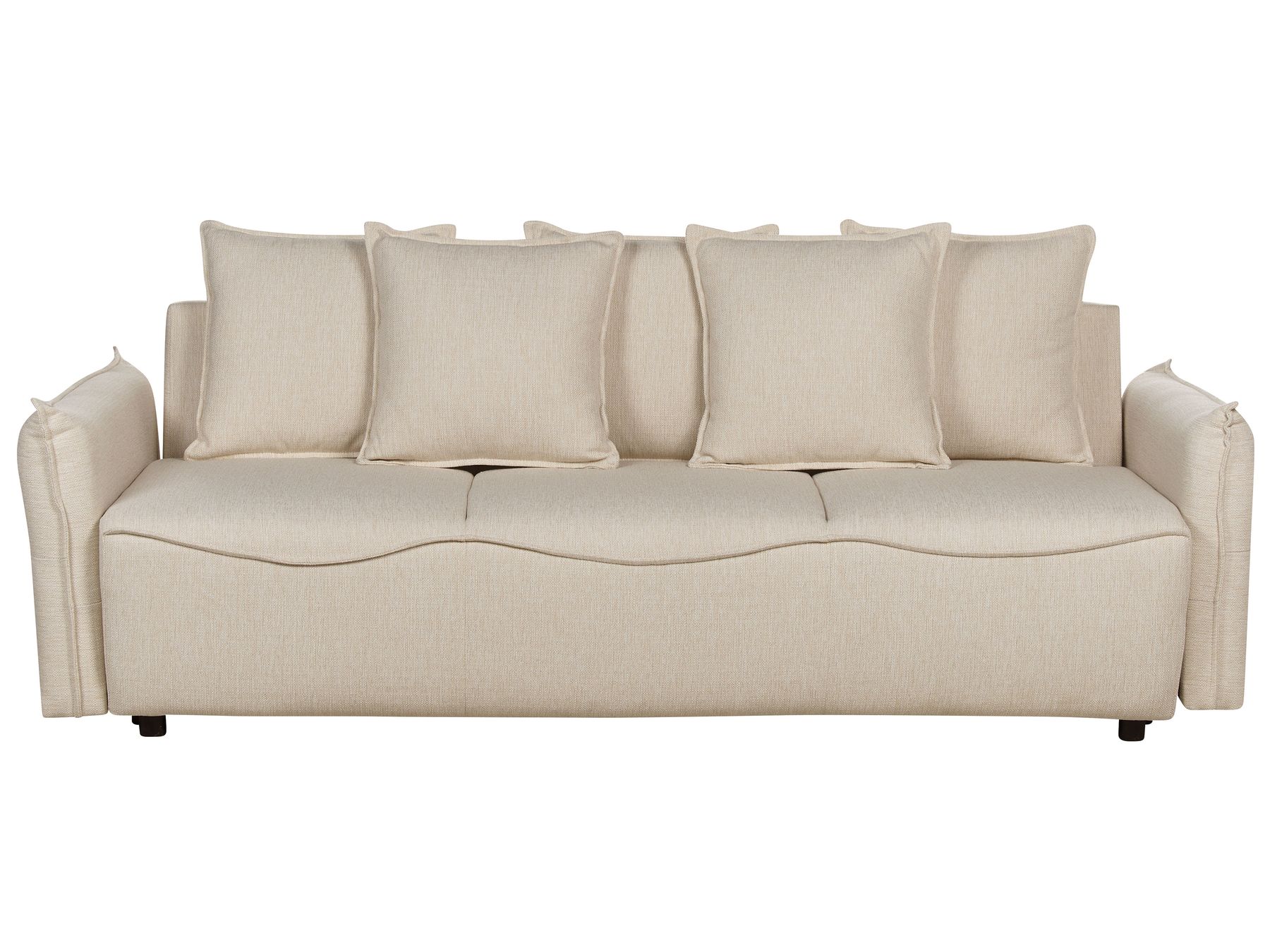 Sofa Bed KRAMA Fabric Beige with Storage 3 Seater