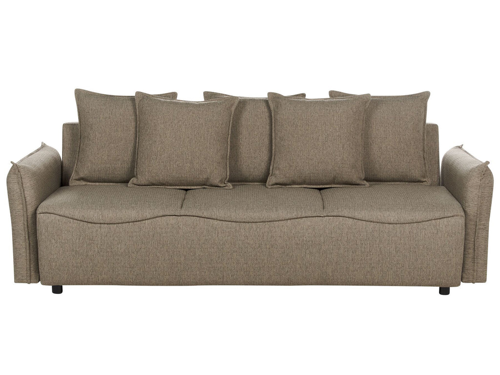Sofa Bed KRAMA Fabric Brown with Storage 3 Seater