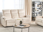3 Seater Velvet Manual Recliner Sofa White VERDAL