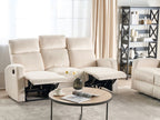3 Seater Velvet Manual Recliner Sofa White VERDAL