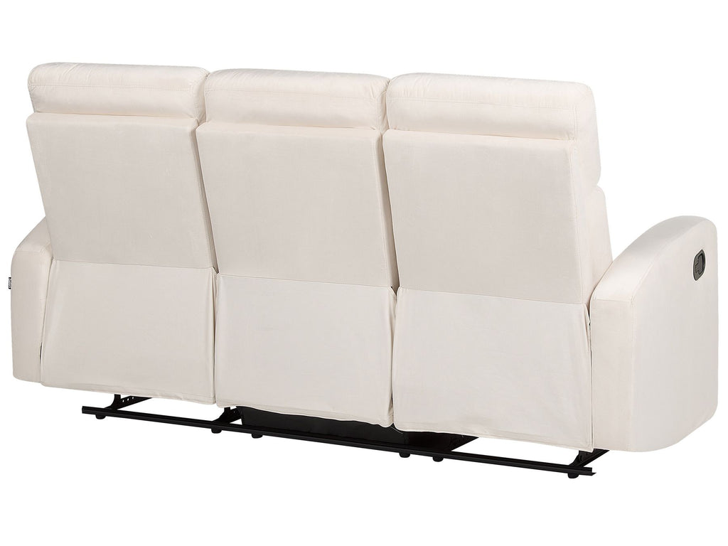 3 Seater Velvet Manual Recliner Sofa White VERDAL
