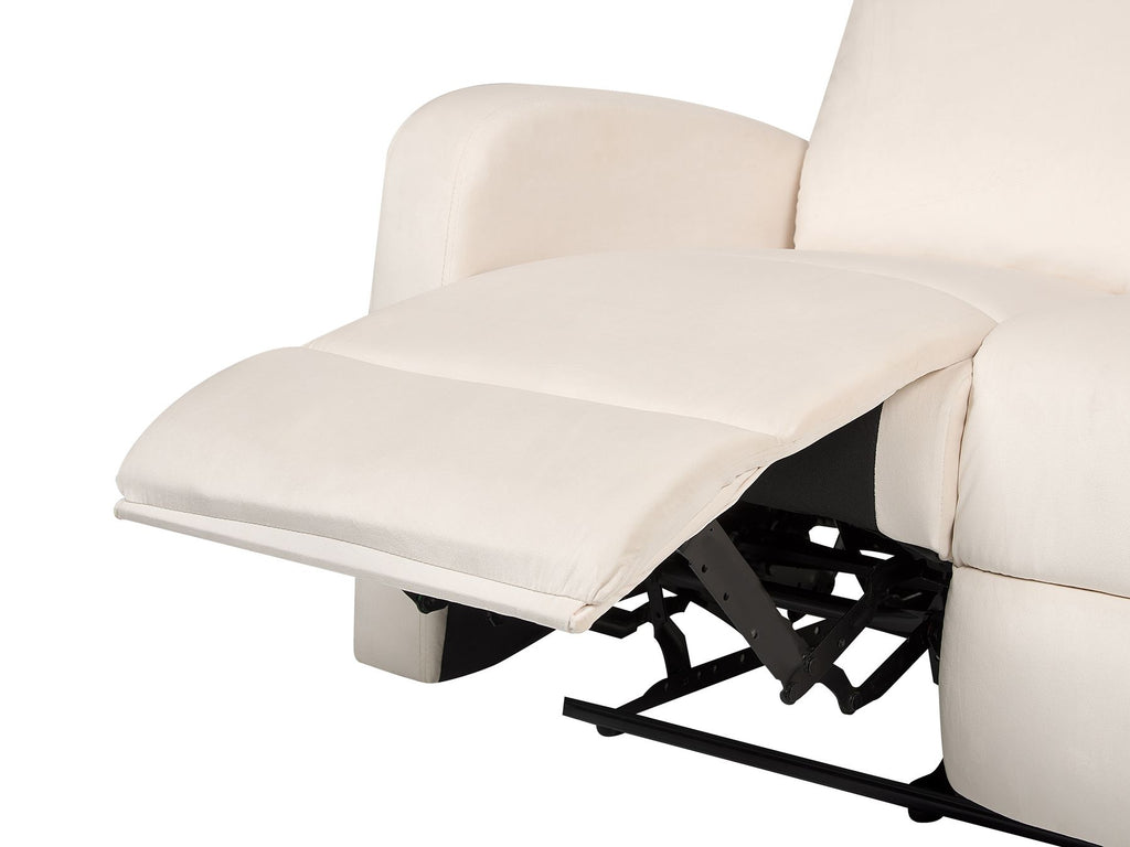 3 Seater Velvet Manual Recliner Sofa White VERDAL