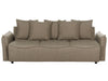 Sofa Bed Fabric Brown with Storage 3 Seater