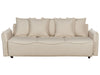 Sofa Bed Fabric Beige with Storage 3 Seater
