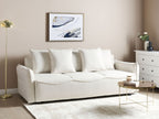 Sofa Bed KRAMA Fabric Off-White with Storage 3 Seater