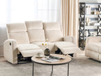 3 Seater Velvet Electric Recliner Sofa White VERDAL
