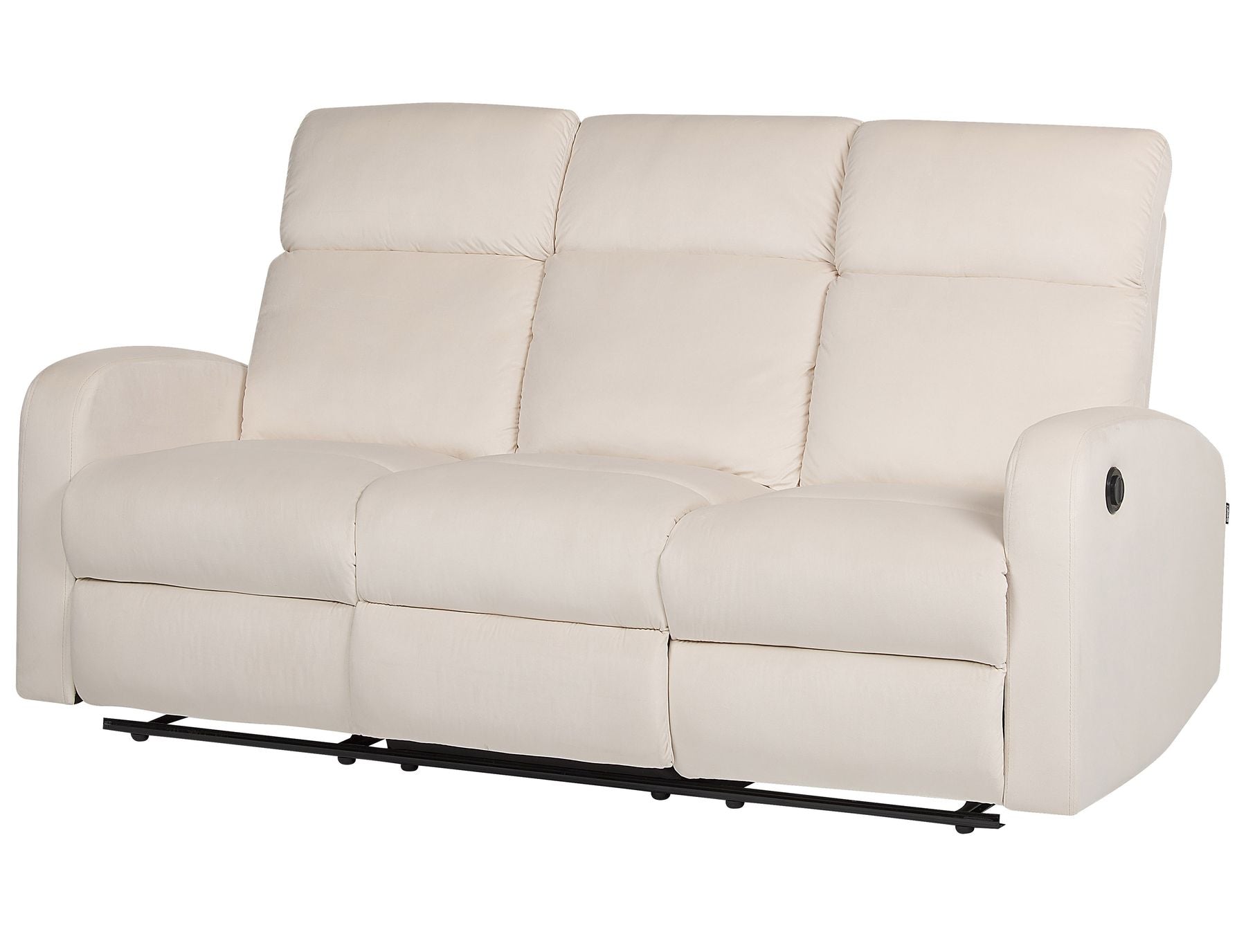 3 Seater Velvet Electric Recliner Sofa White VERDAL