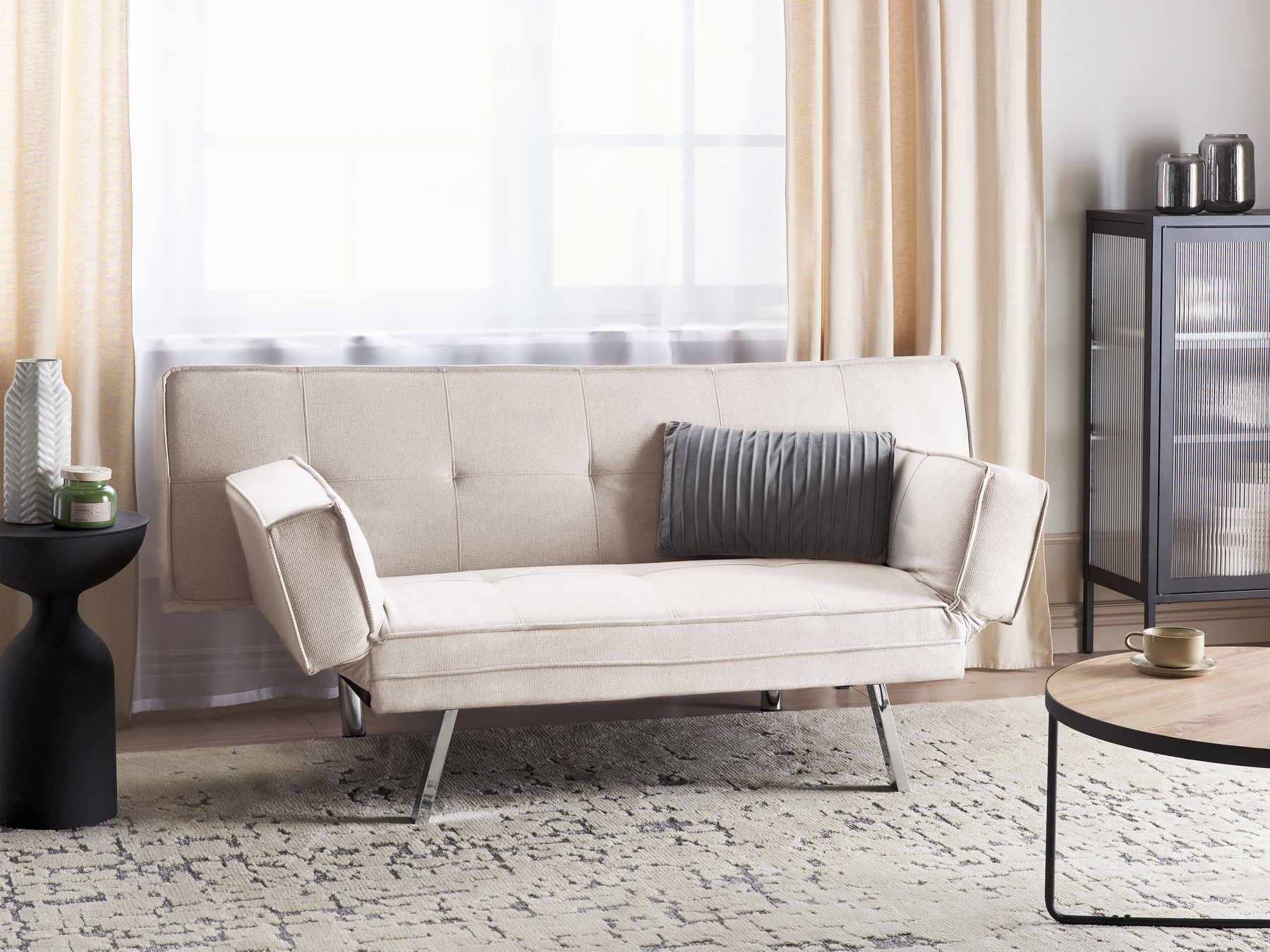 Sofa Bed BRISTOL Fabric Beige 3 Seater