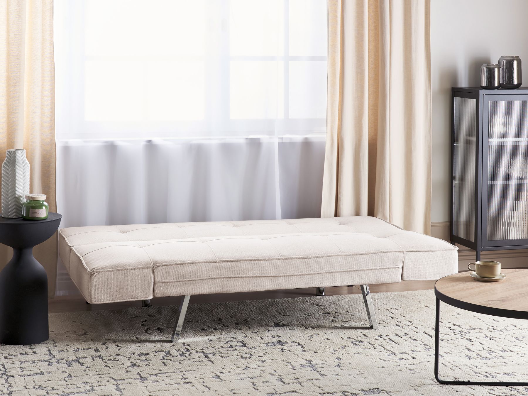 Sofa Bed BRISTOL Fabric Beige 3 Seater
