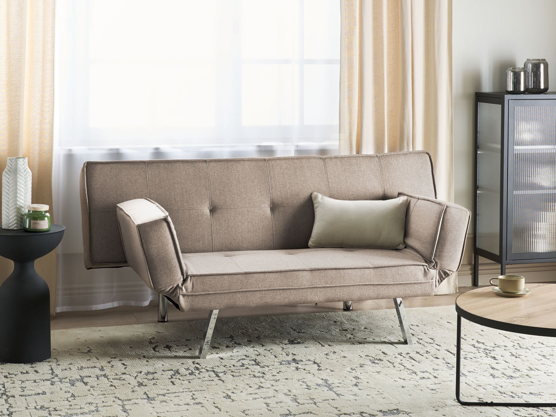 Sofa Bed BRISTOL Fabric Brown 3 Seater