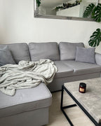 Corner Sofa Bed NESNA Fabric Light Grey with Storage 3 Seater Right Hand