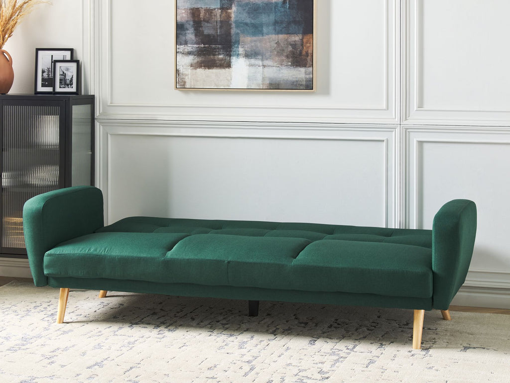Sofa Bed FLORLI Fabric Dark Green 3 Seater