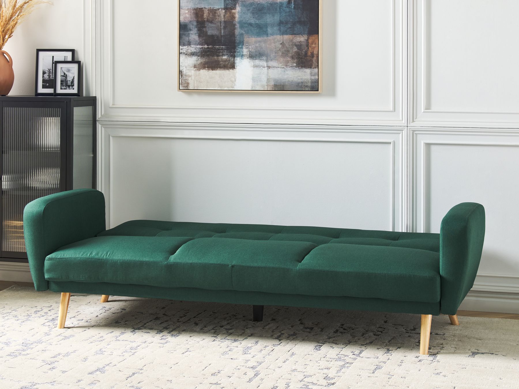 Sofa Bed FLORLI Fabric Dark Green 3 Seater