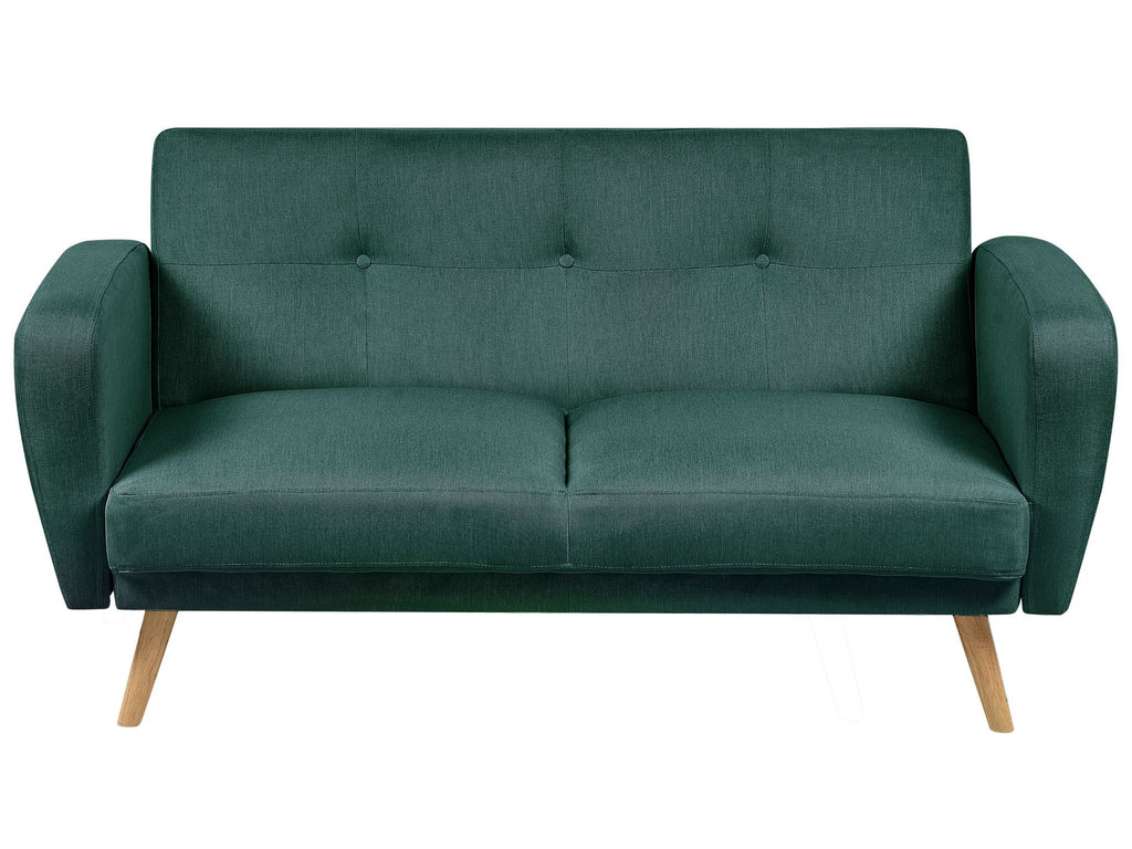 2 Seater Fabric Sofa Bed Green FLORLI