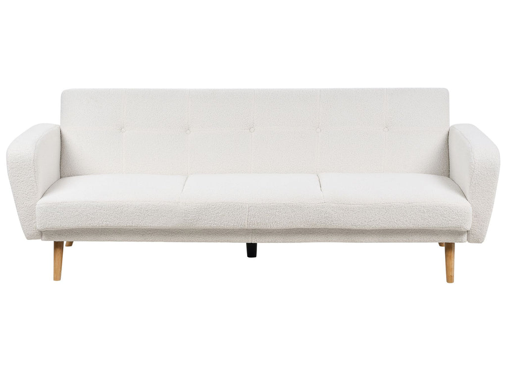 Sofa Bed FLORLI Boucle Off-White 3 Seater