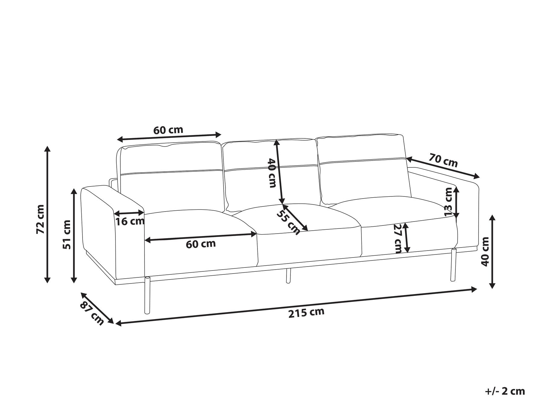 3 Seater Fabric Sofa Green SOVIK